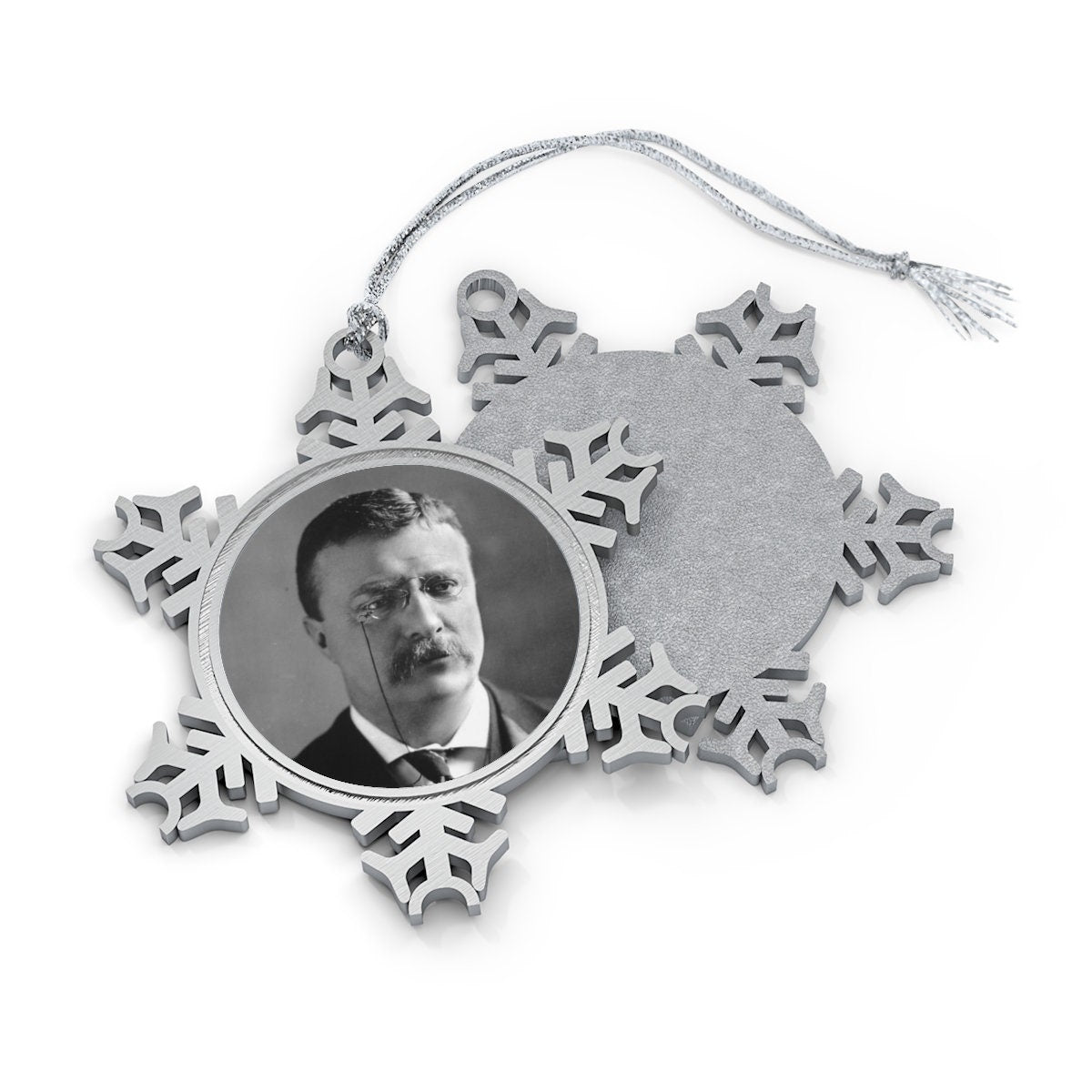 Theodore Roosevelt Pewter Snowflake Ornament