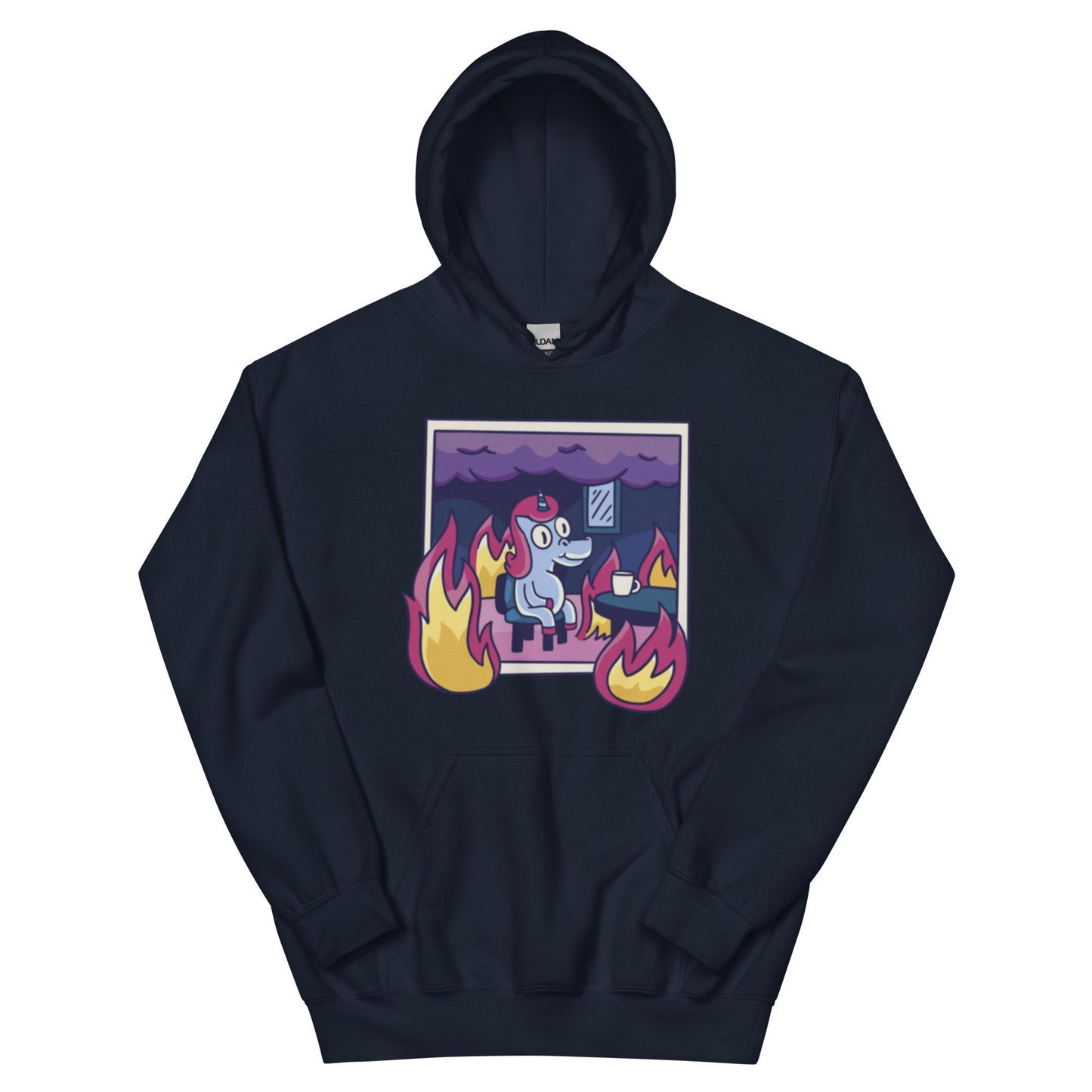 This is Fine- Unicorn In Flames Hoodie