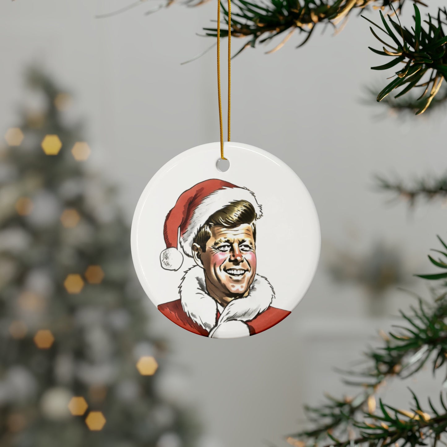 John F. Kennedy Christmas Ceramic Ornament