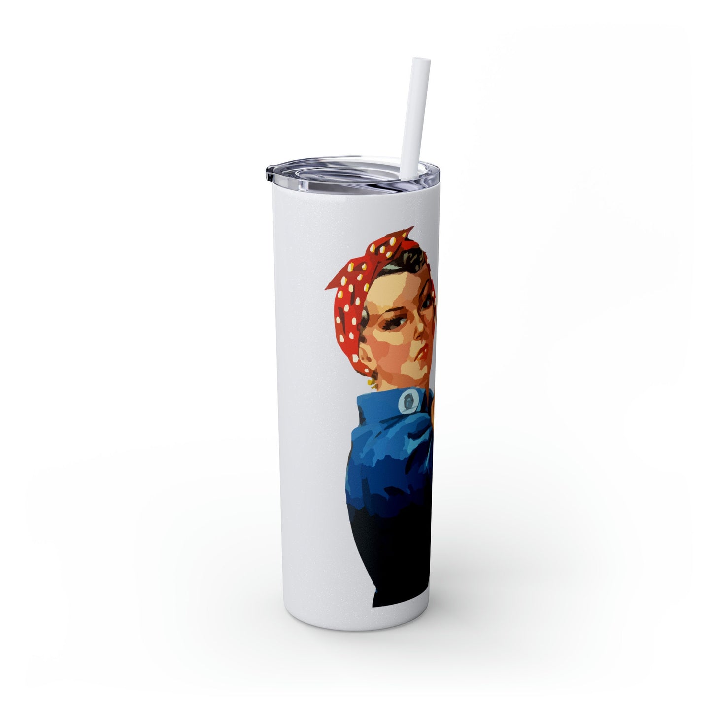 Rosie the Riveter Skinny Tumbler with Straw, 20oz