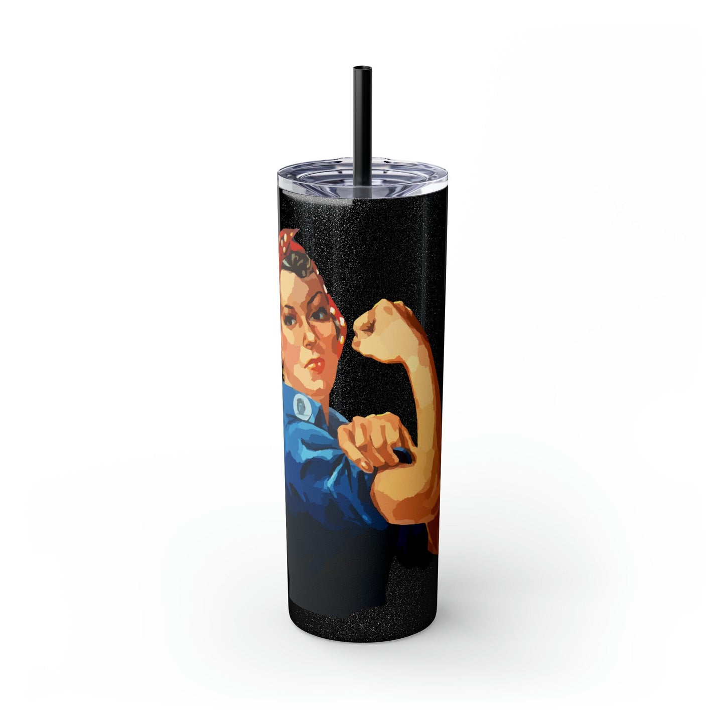 Rosie the Riveter Skinny Tumbler with Straw, 20oz