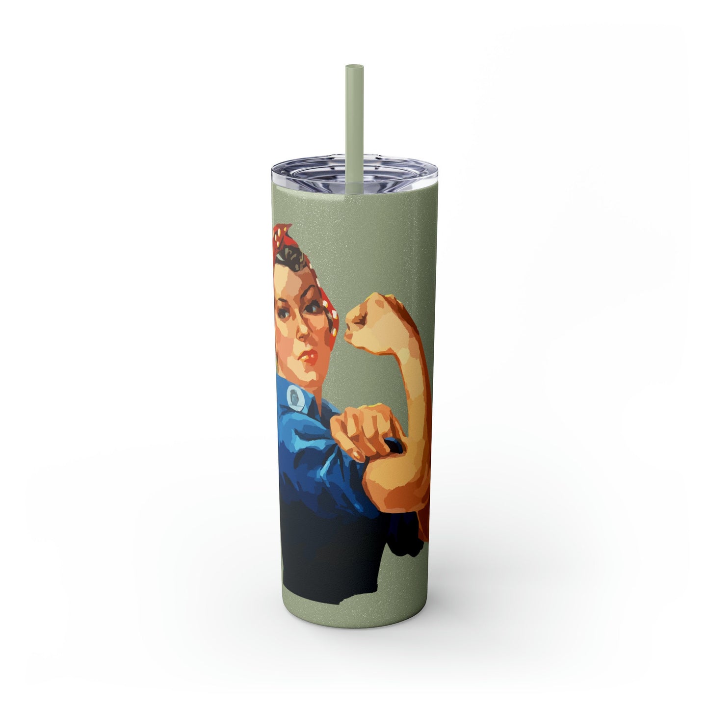 Rosie the Riveter Skinny Tumbler with Straw, 20oz