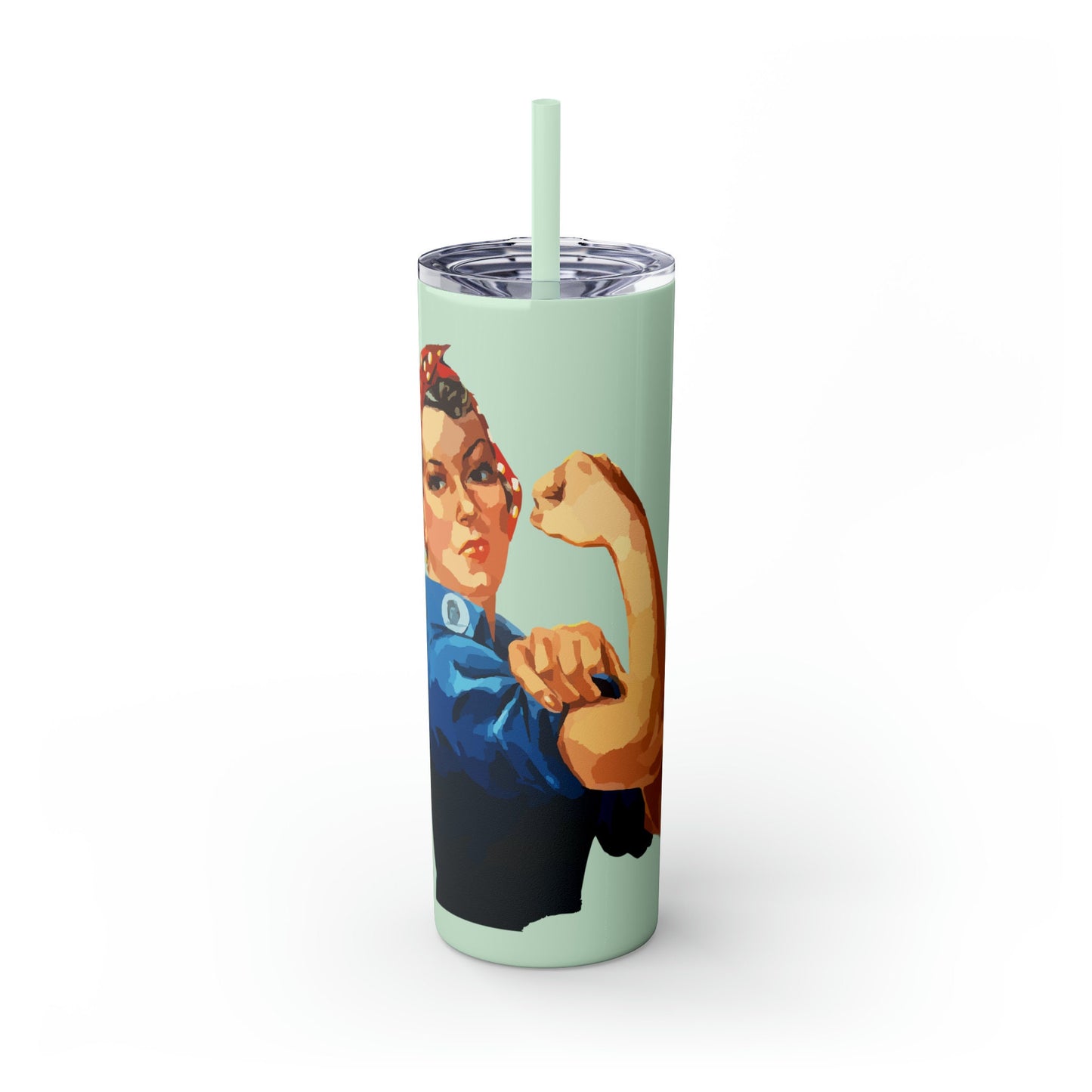 Rosie the Riveter Skinny Tumbler with Straw, 20oz