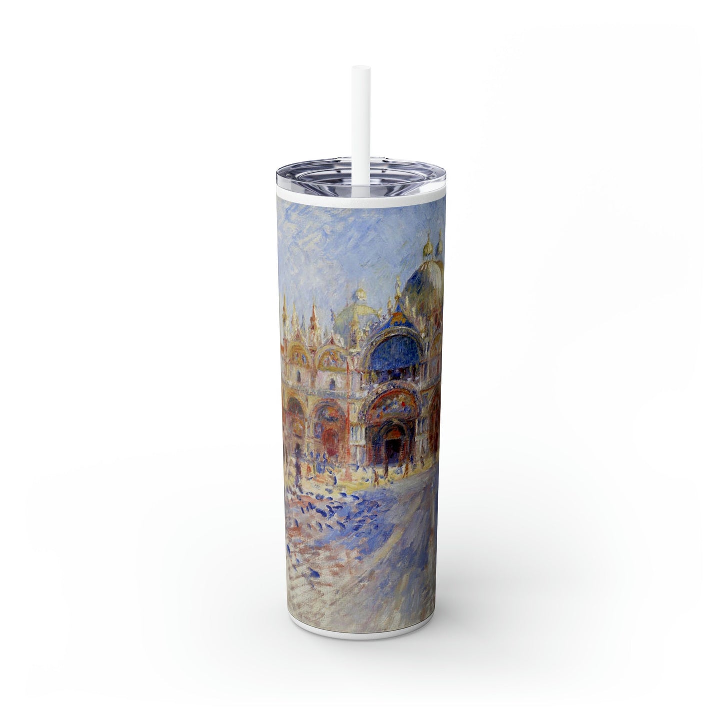 Venice Impressionist Art Skinny Tumbler with Straw, 20oz