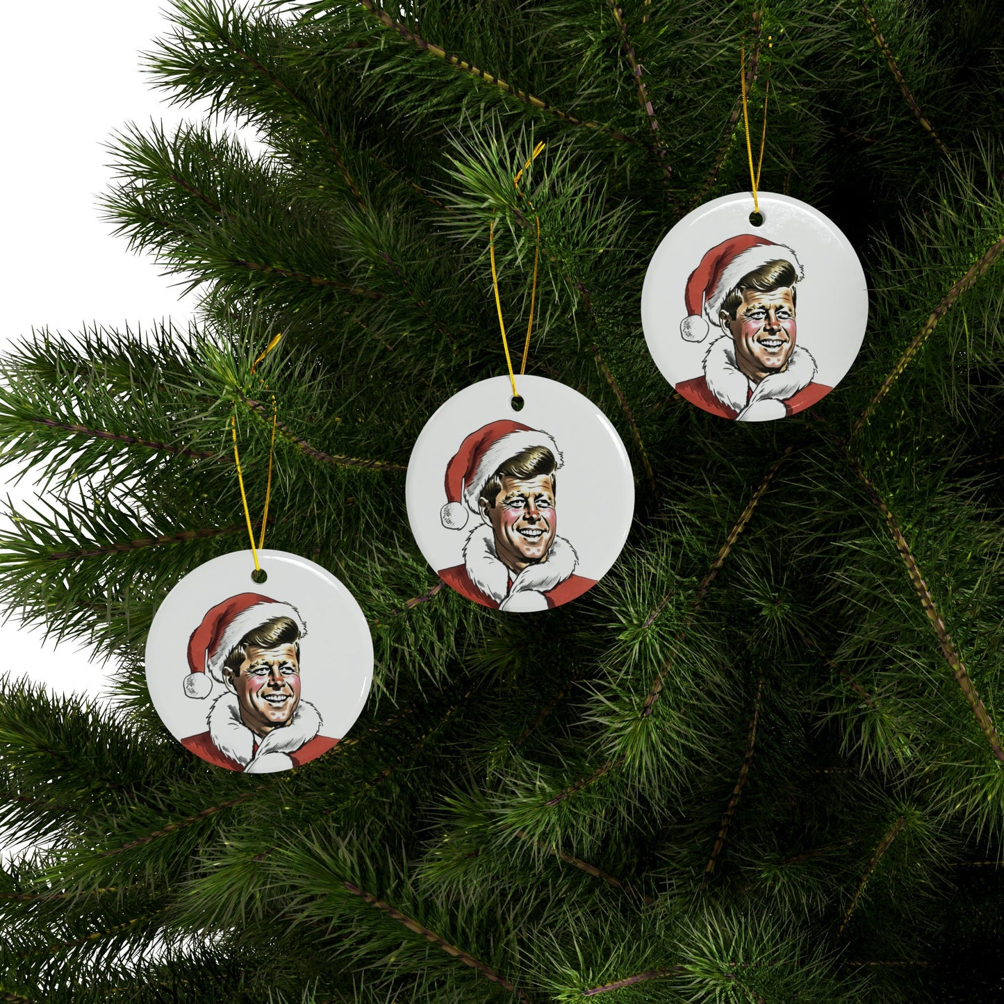 John F. Kennedy Christmas Ceramic Ornament