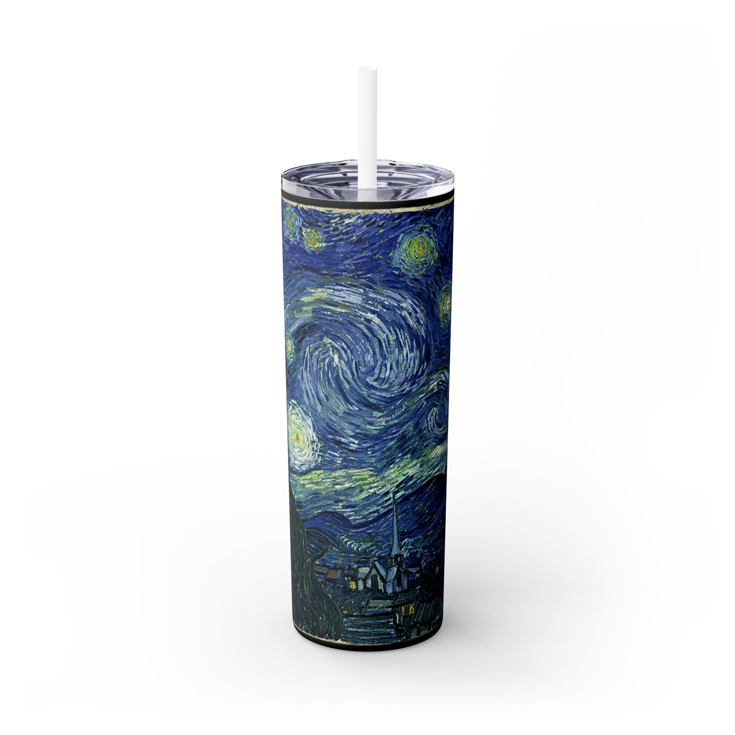 Starry Night Skinny Tumbler with Straw, 20oz