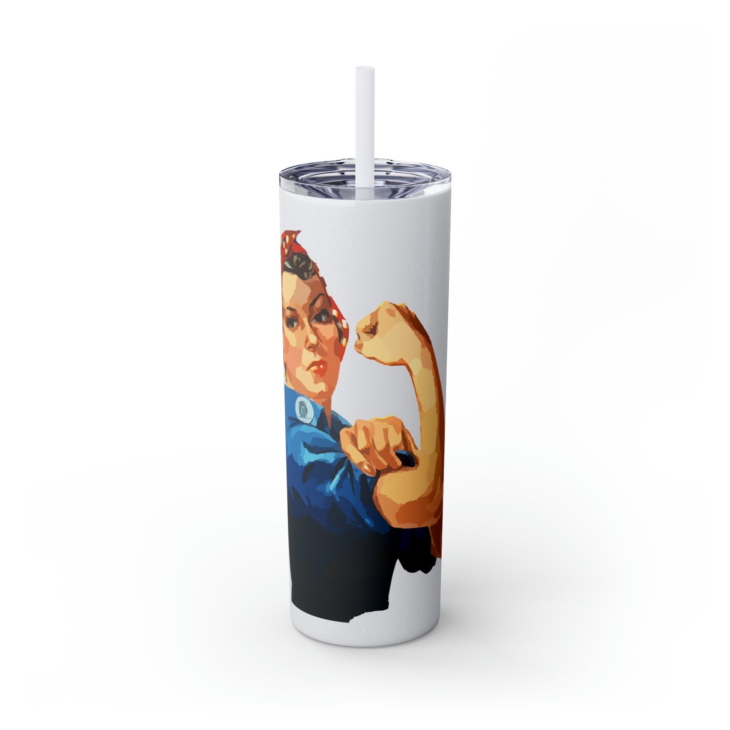 Rosie the Riveter Skinny Tumbler with Straw, 20oz