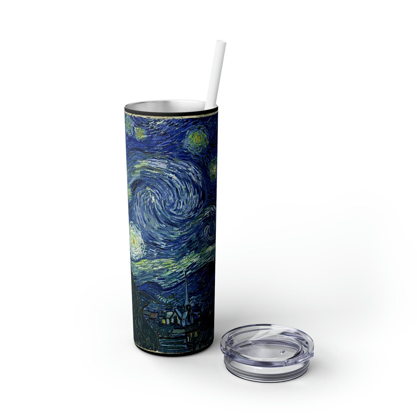 Starry Night Skinny Tumbler with Straw, 20oz
