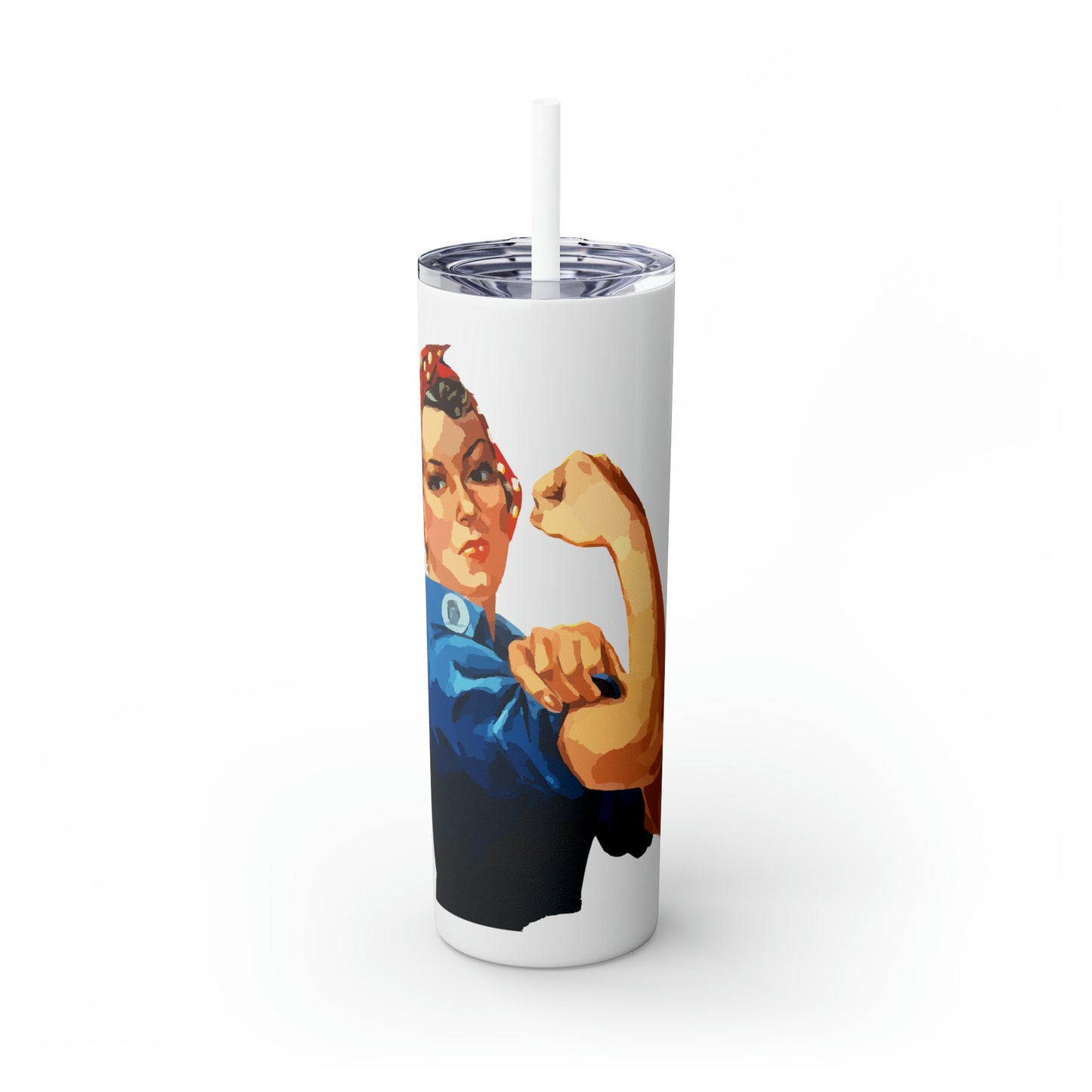 Rosie the Riveter Skinny Tumbler with Straw, 20oz