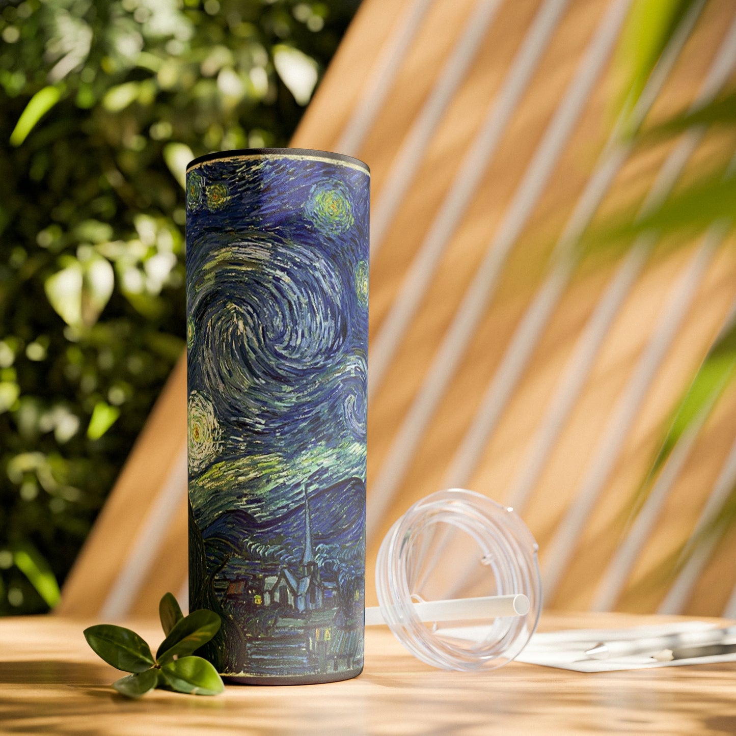 Starry Night Skinny Tumbler with Straw, 20oz