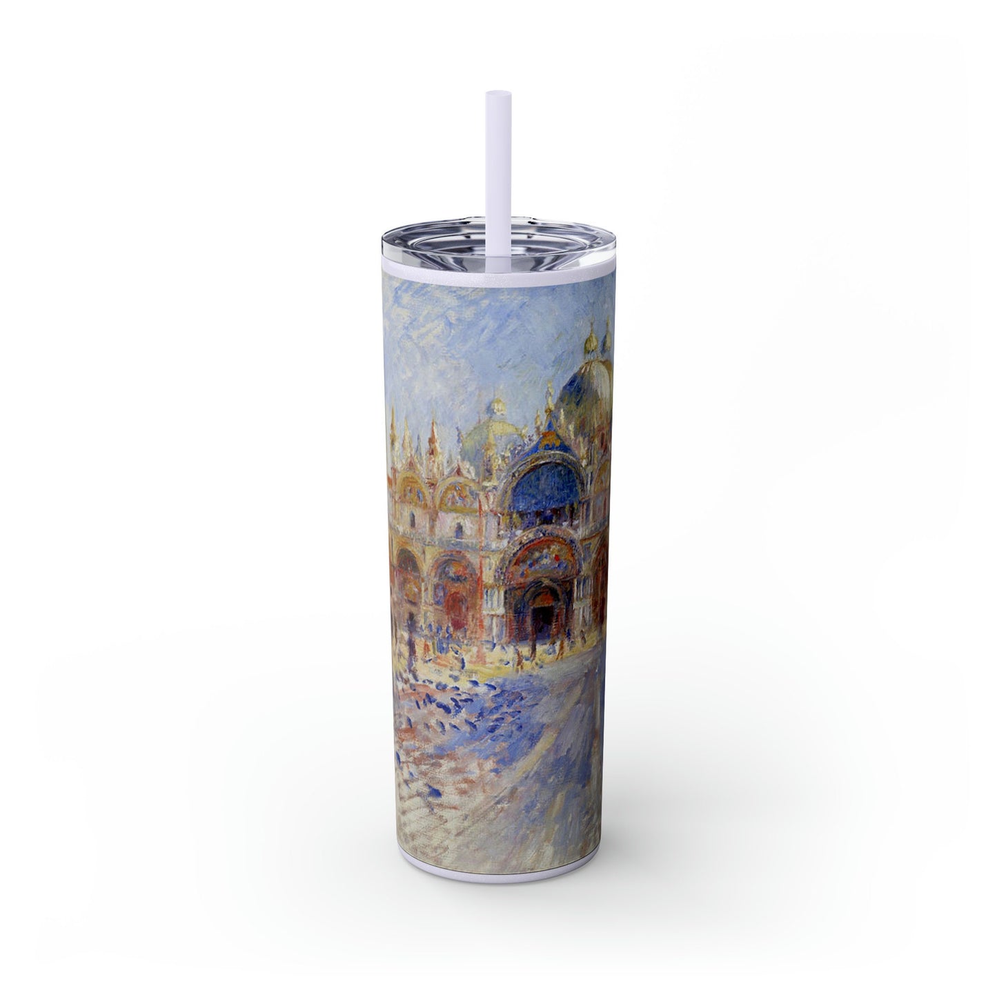 Venice Impressionist Art Skinny Tumbler with Straw, 20oz