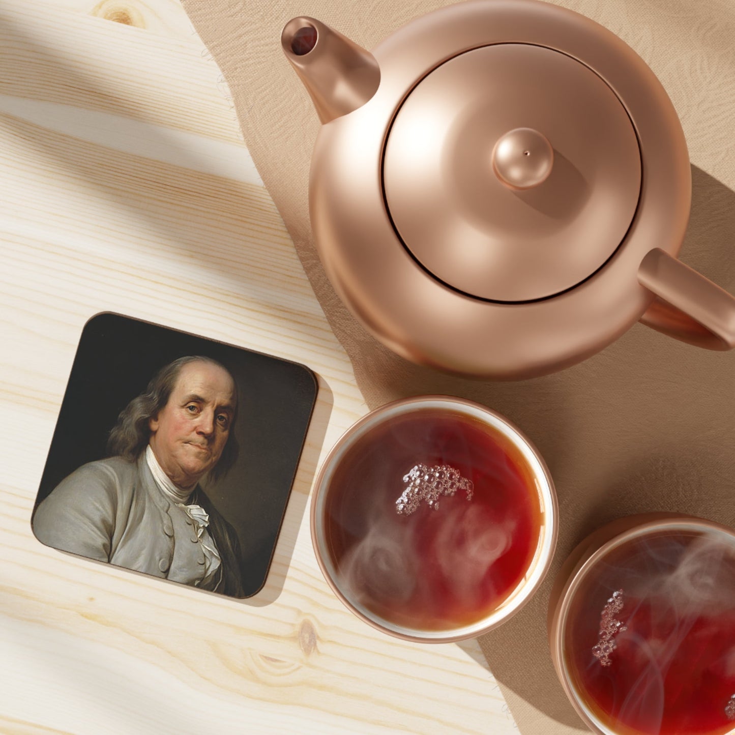 Benjamin Franklin Hardboard Back Coaster