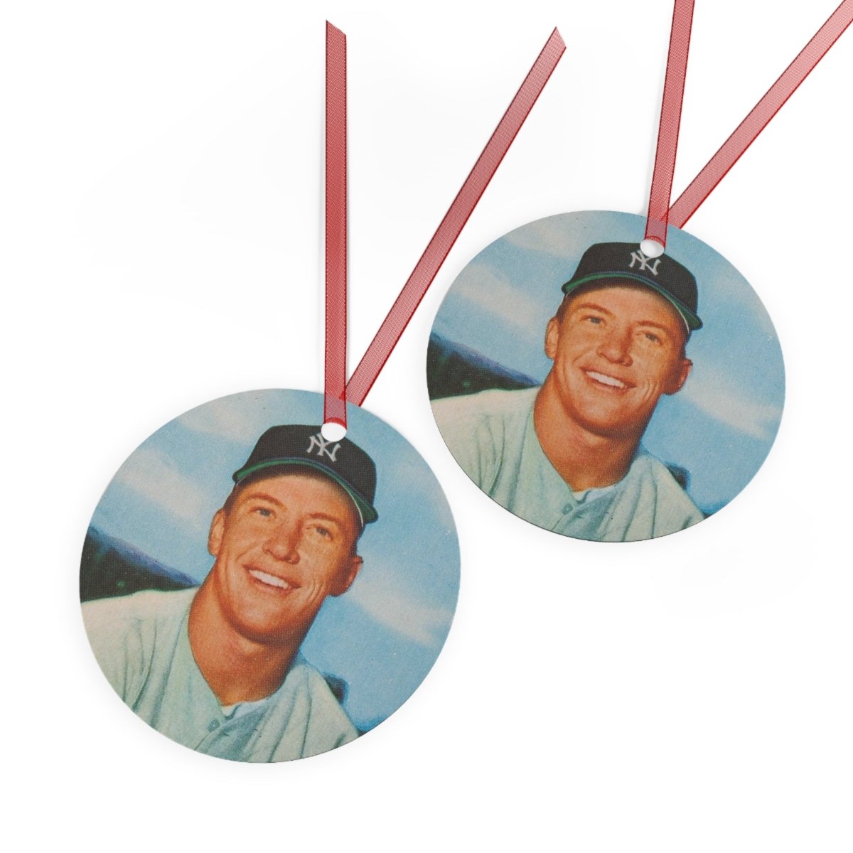 Mickey Mantle Metal Ornaments - One Small Step History
