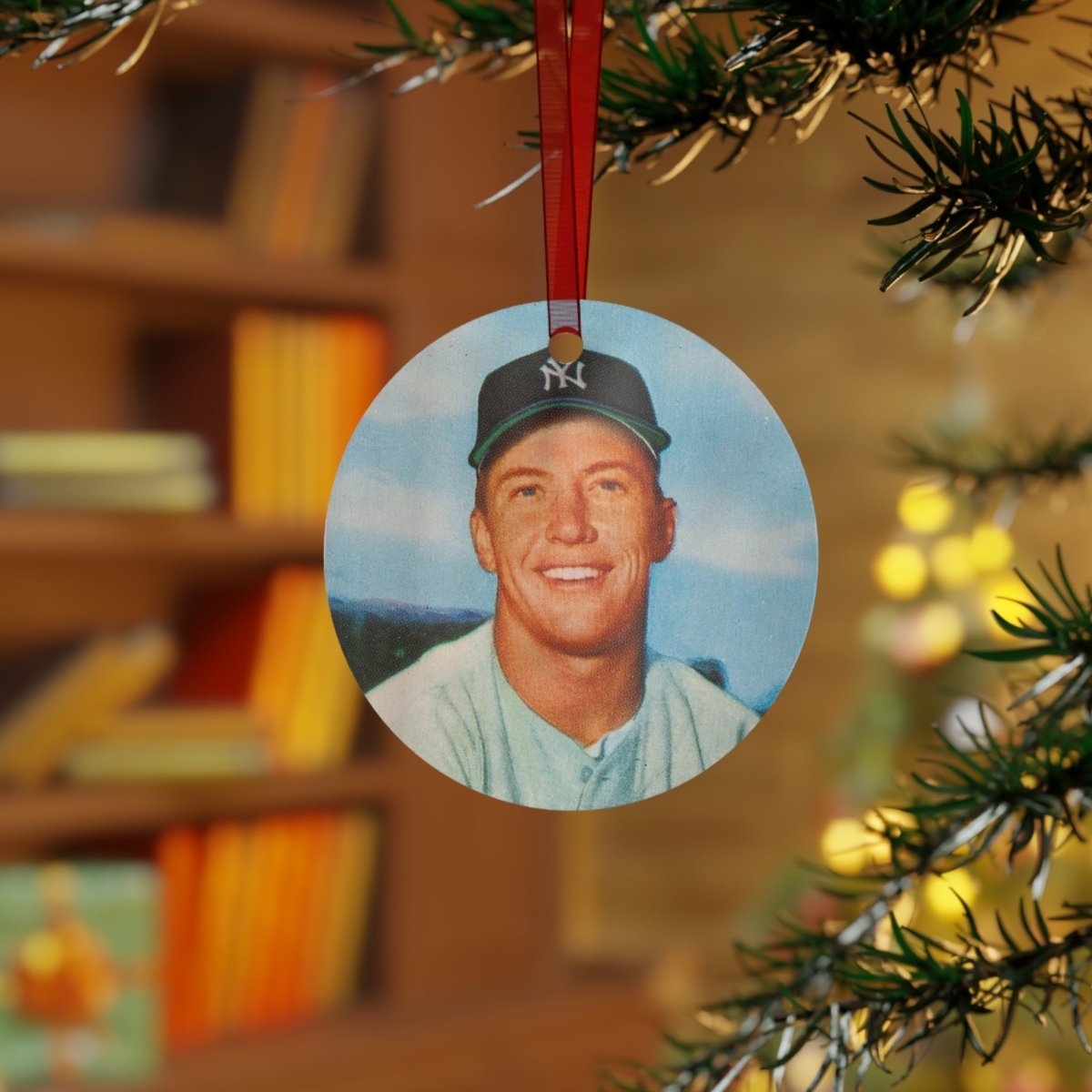 Mickey Mantle Metal Ornaments - One Small Step History