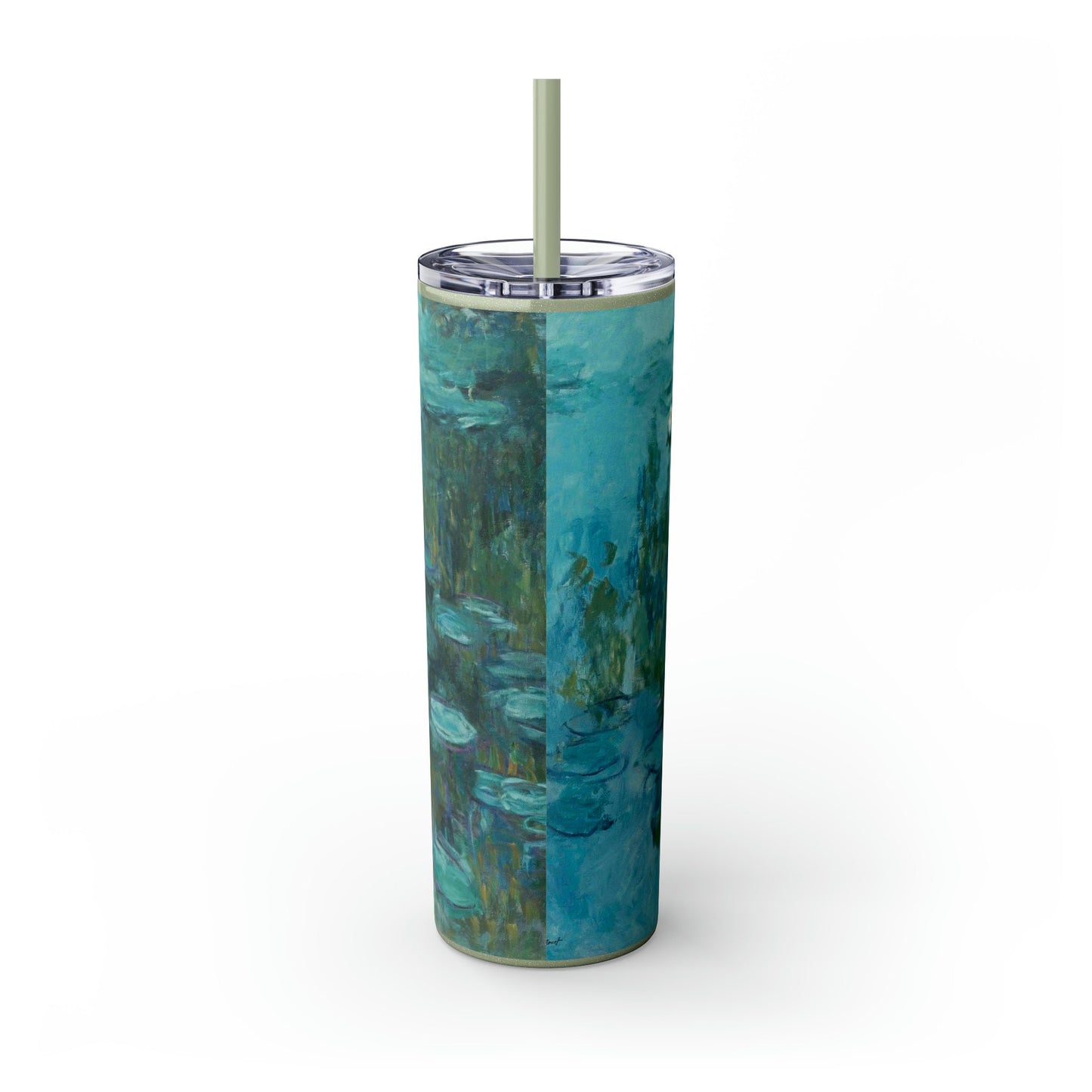 Claude Monet Water Lillies Skinny Tumbler with Straw, 20oz