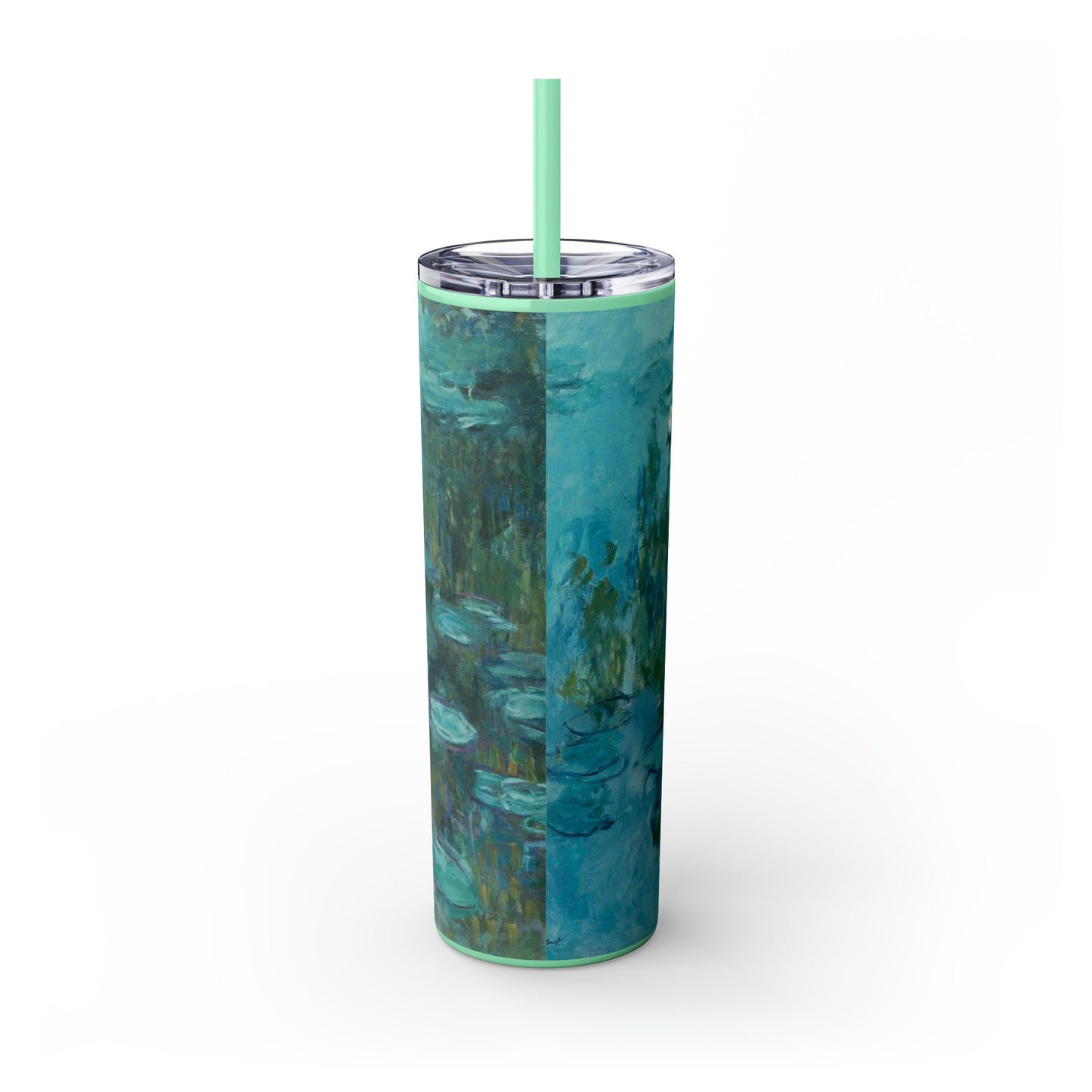 Claude Monet Water Lillies Skinny Tumbler with Straw, 20oz
