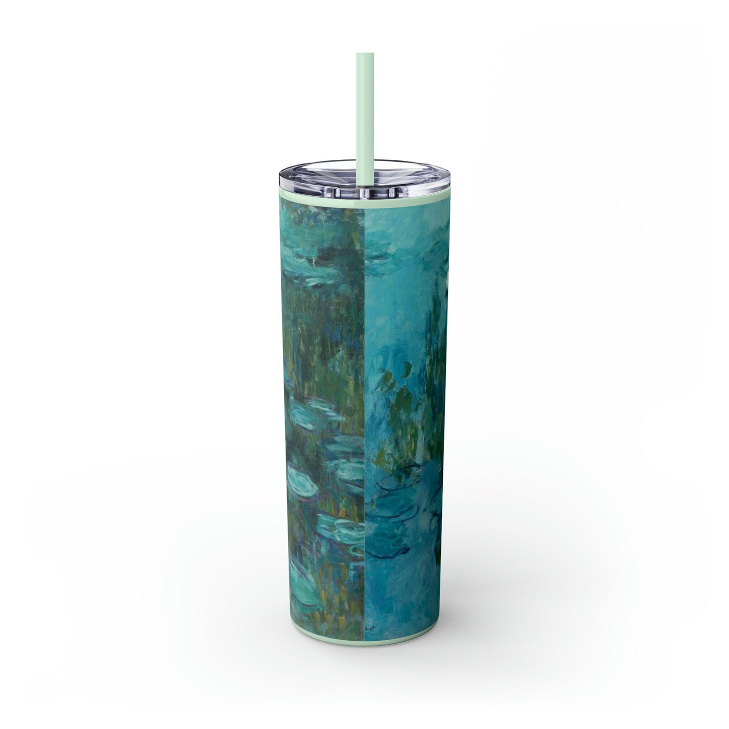 Claude Monet Water Lillies Skinny Tumbler with Straw, 20oz