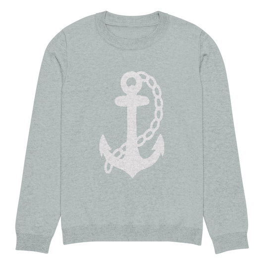 Anchor Powder Blue Knitted Crew Neck Sweater