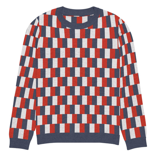 French Flag Knitted Crew Neck Sweater