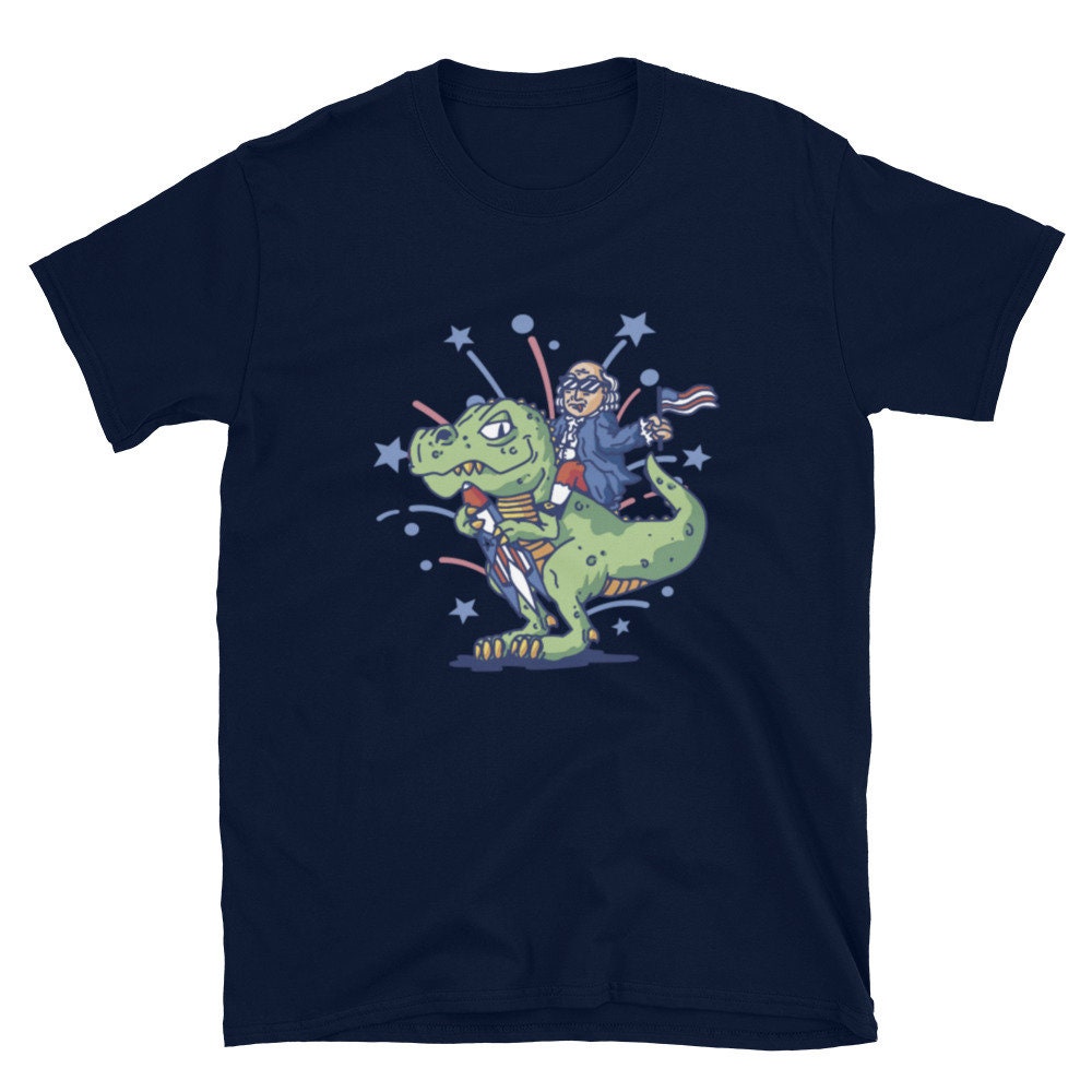 Benjamin Franklin Riding a Dinosaur T-Shirt