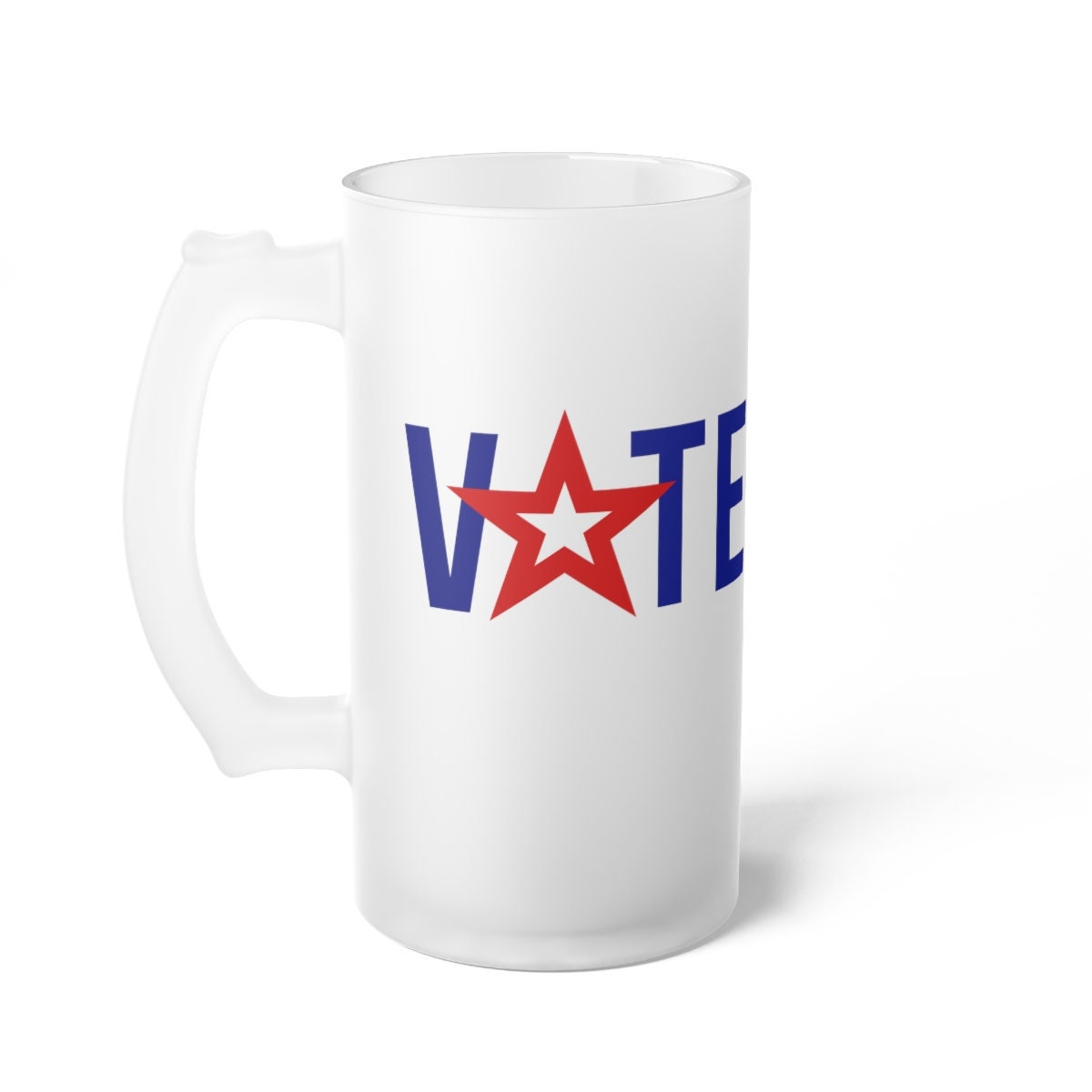 Vote Frosted Glass Beer Mug