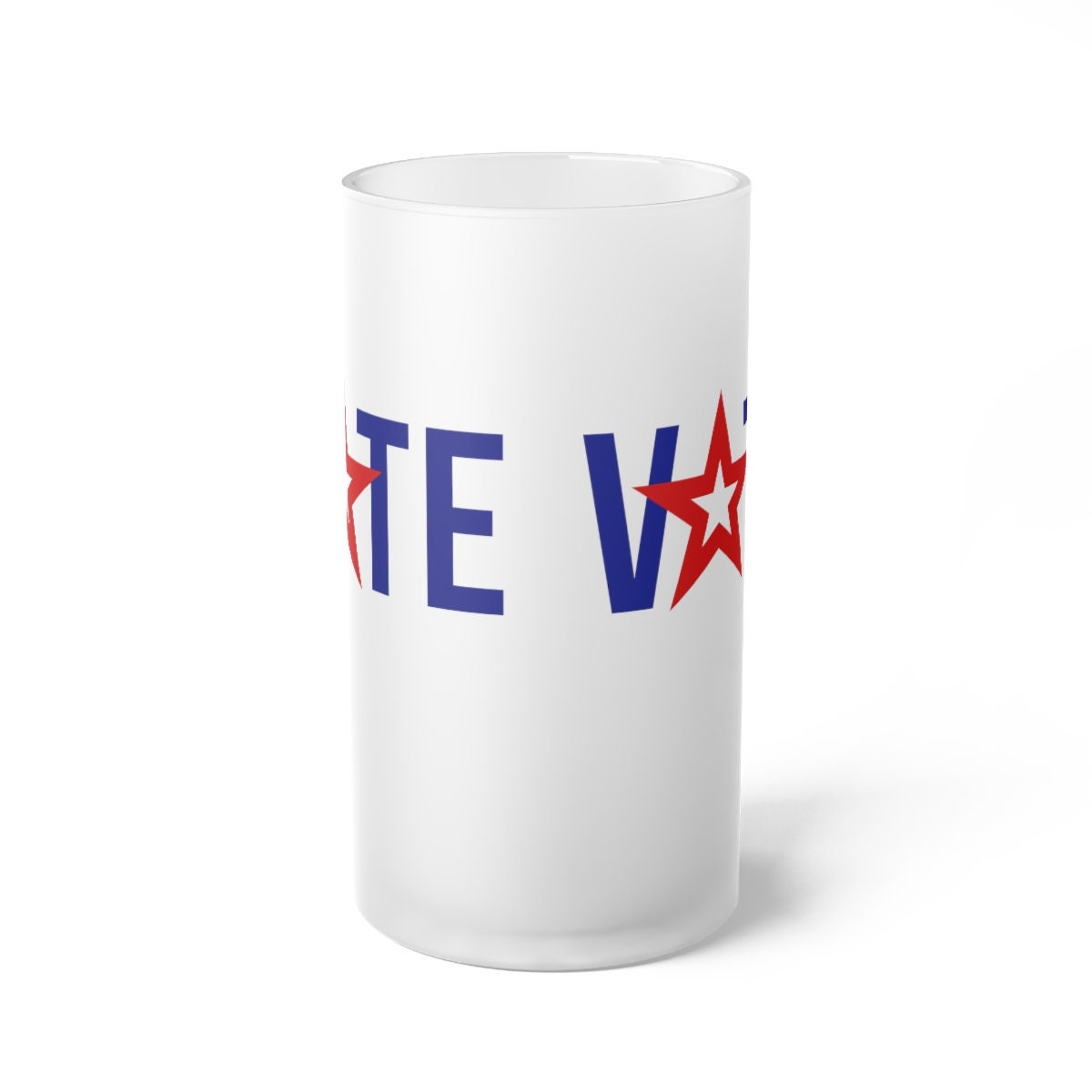 Vote Frosted Glass Beer Mug