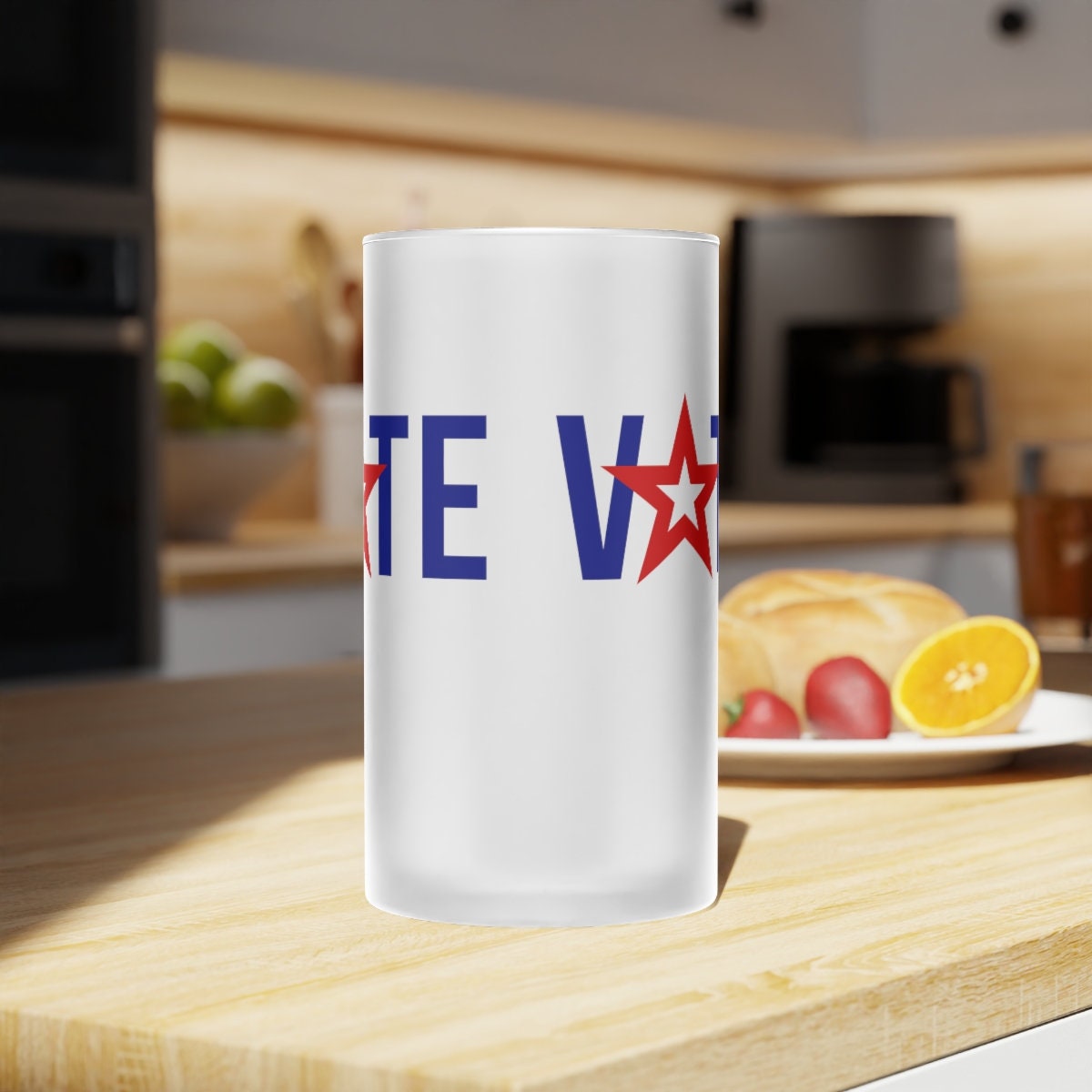 Vote Frosted Glass Beer Mug