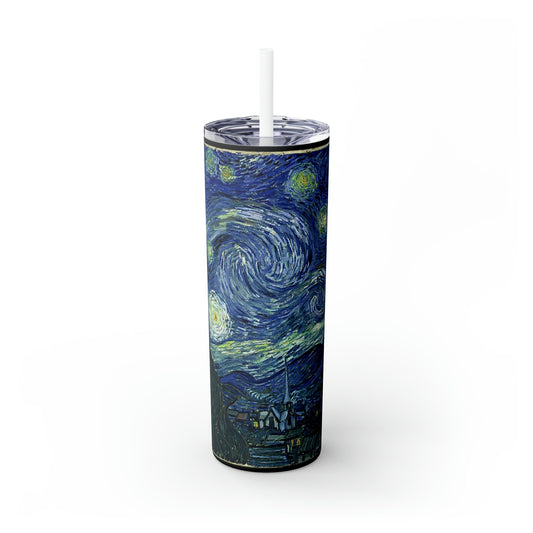 Starry Night Skinny Tumbler with Straw, 20oz