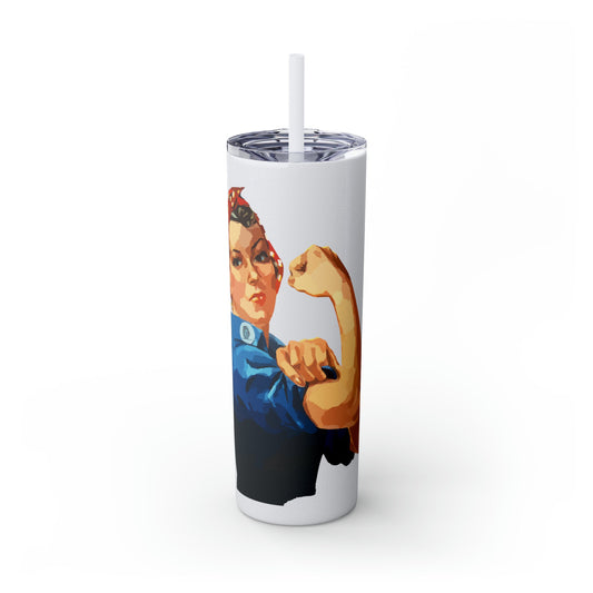 Rosie the Riveter Skinny Tumbler with Straw, 20oz