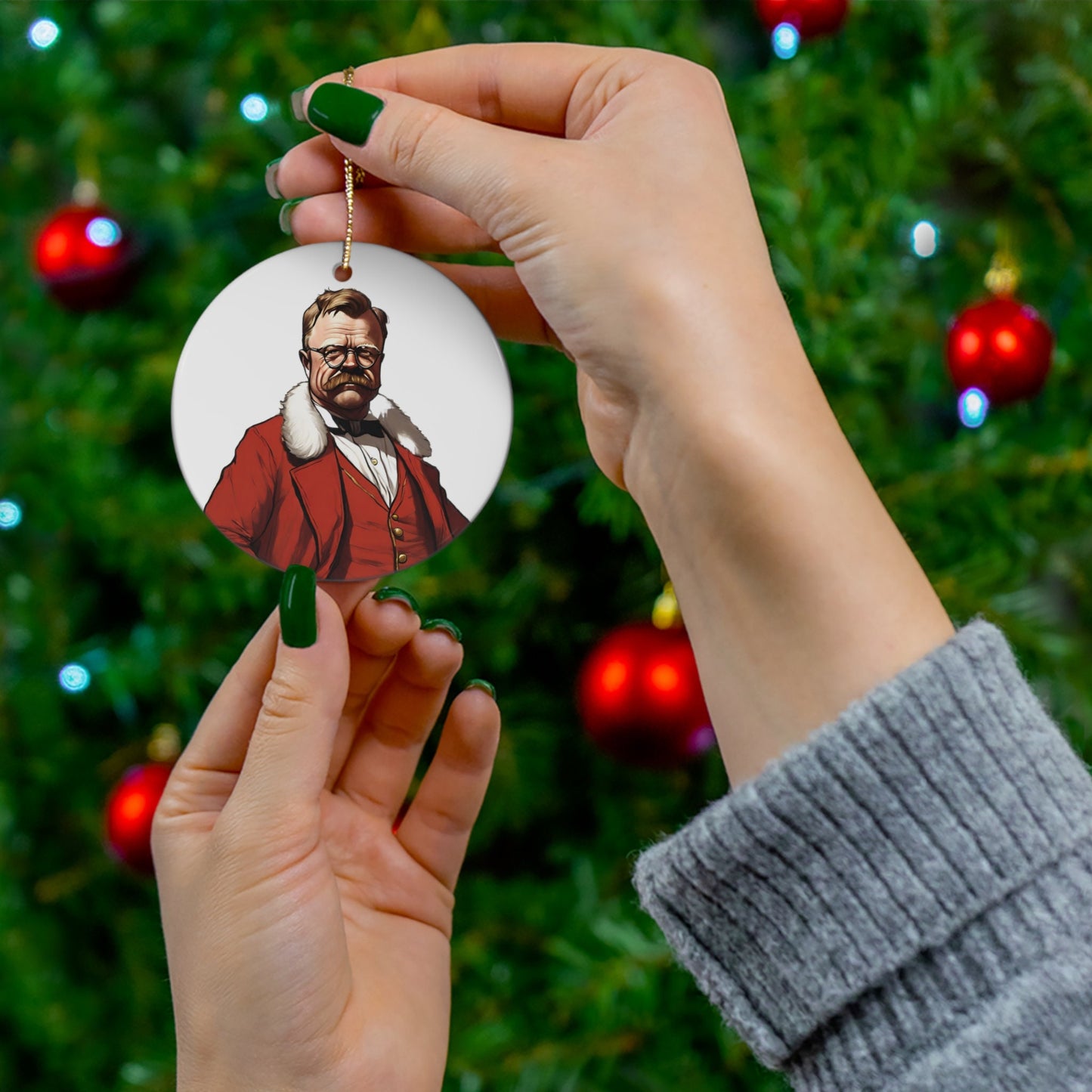 Theodore Roosevelt Santa Ceramic Ornament, 1-Pack