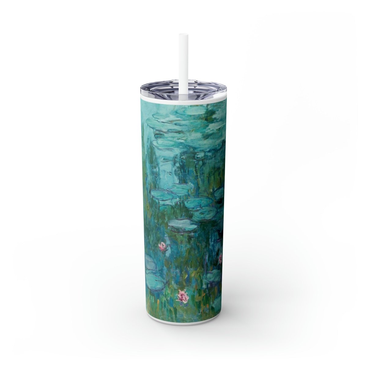 Claude Monet Water Lillies Skinny Tumbler with Straw, 20oz - One Small Step History