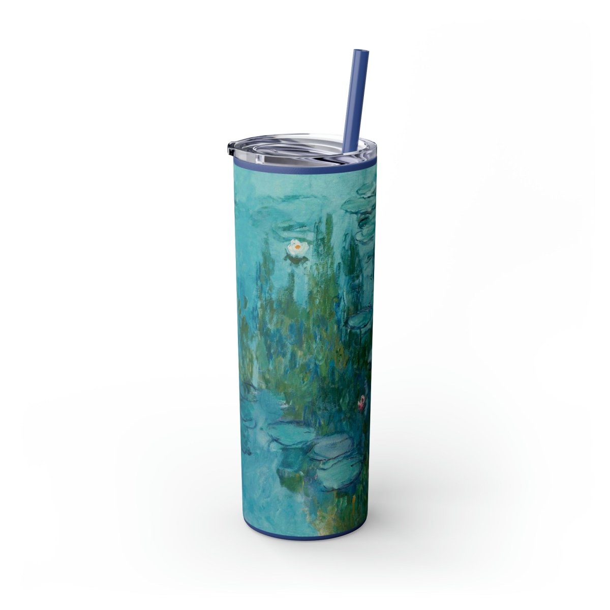 Claude Monet Water Lillies Skinny Tumbler with Straw, 20oz - One Small Step History