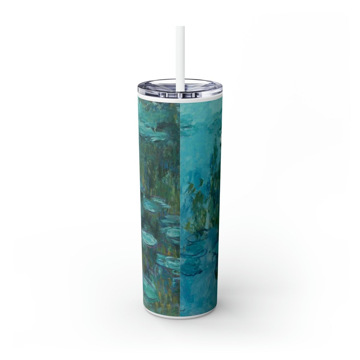 Claude Monet Water Lillies Skinny Tumbler with Straw, 20oz - One Small Step History