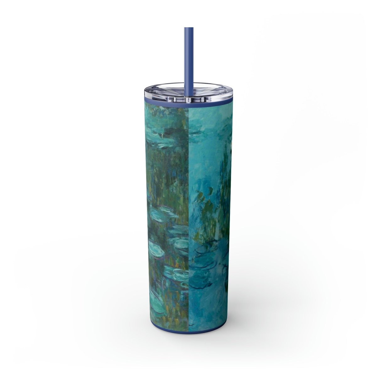 Claude Monet Water Lillies Skinny Tumbler with Straw, 20oz - One Small Step History