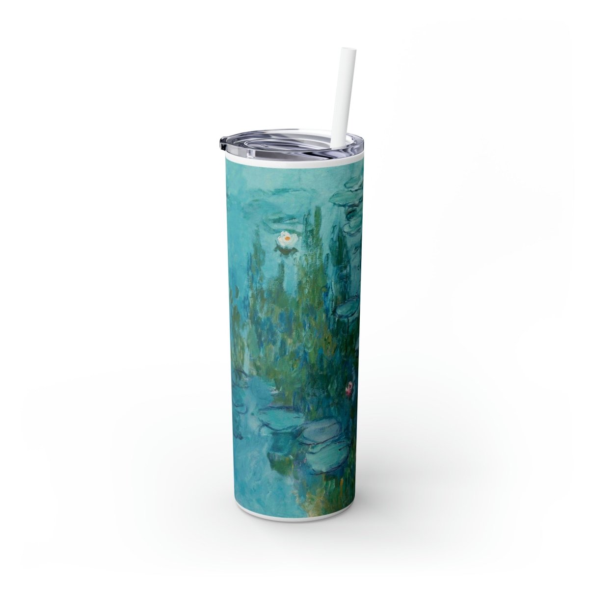 Claude Monet Water Lillies Skinny Tumbler with Straw, 20oz - One Small Step History