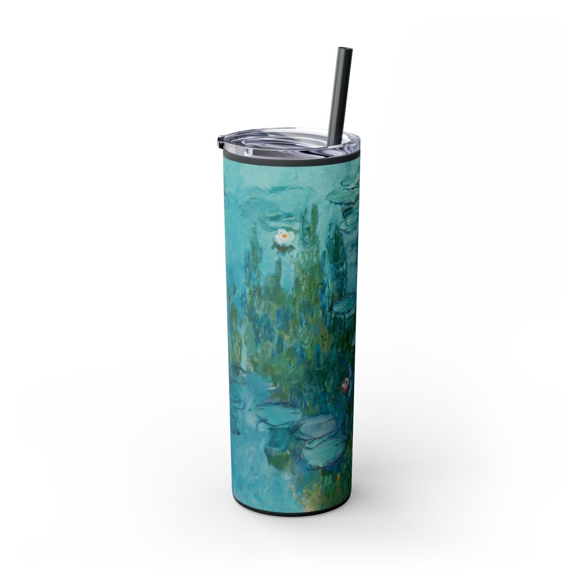 Claude Monet Water Lillies Skinny Tumbler with Straw, 20oz - One Small Step History