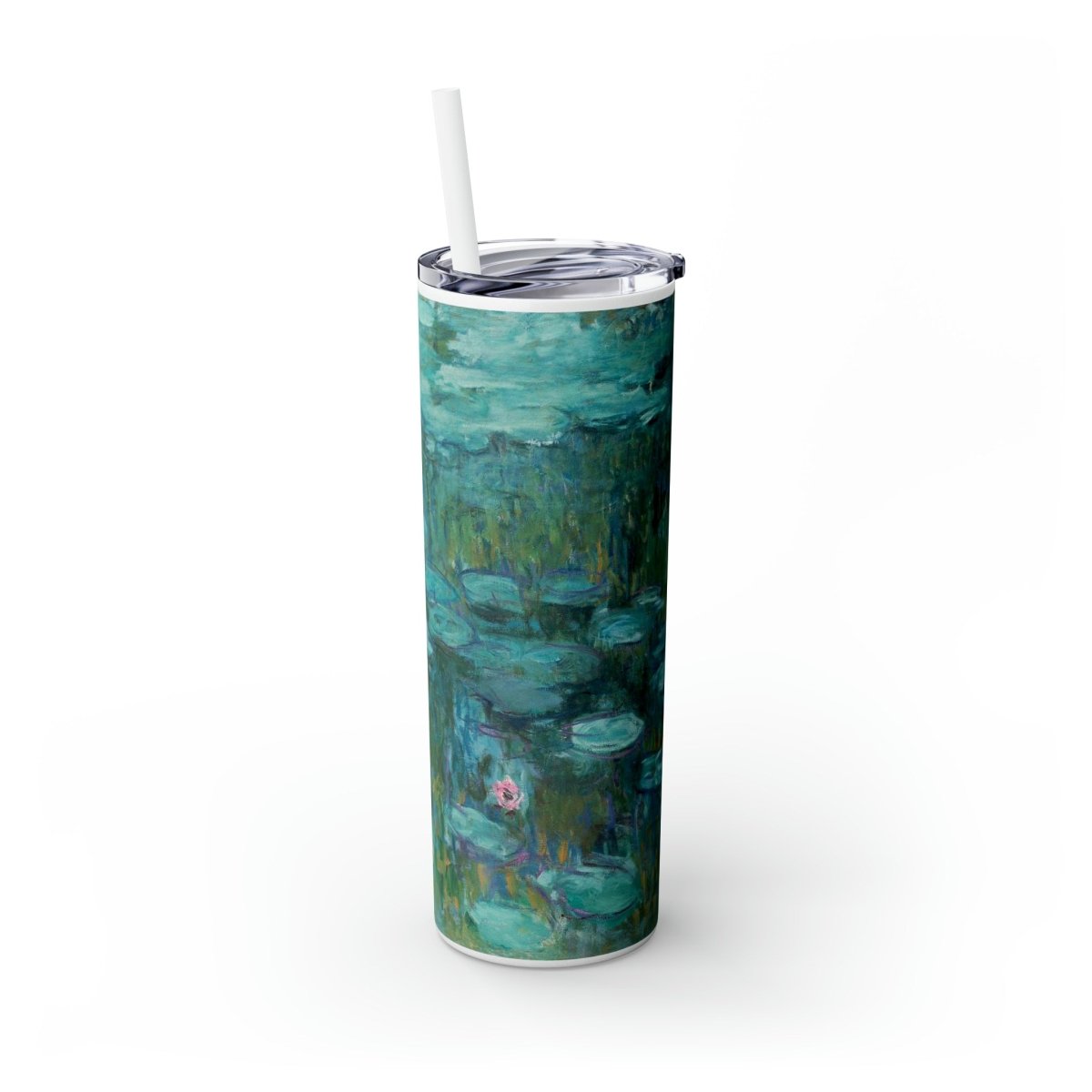 Claude Monet Water Lillies Skinny Tumbler with Straw, 20oz - One Small Step History